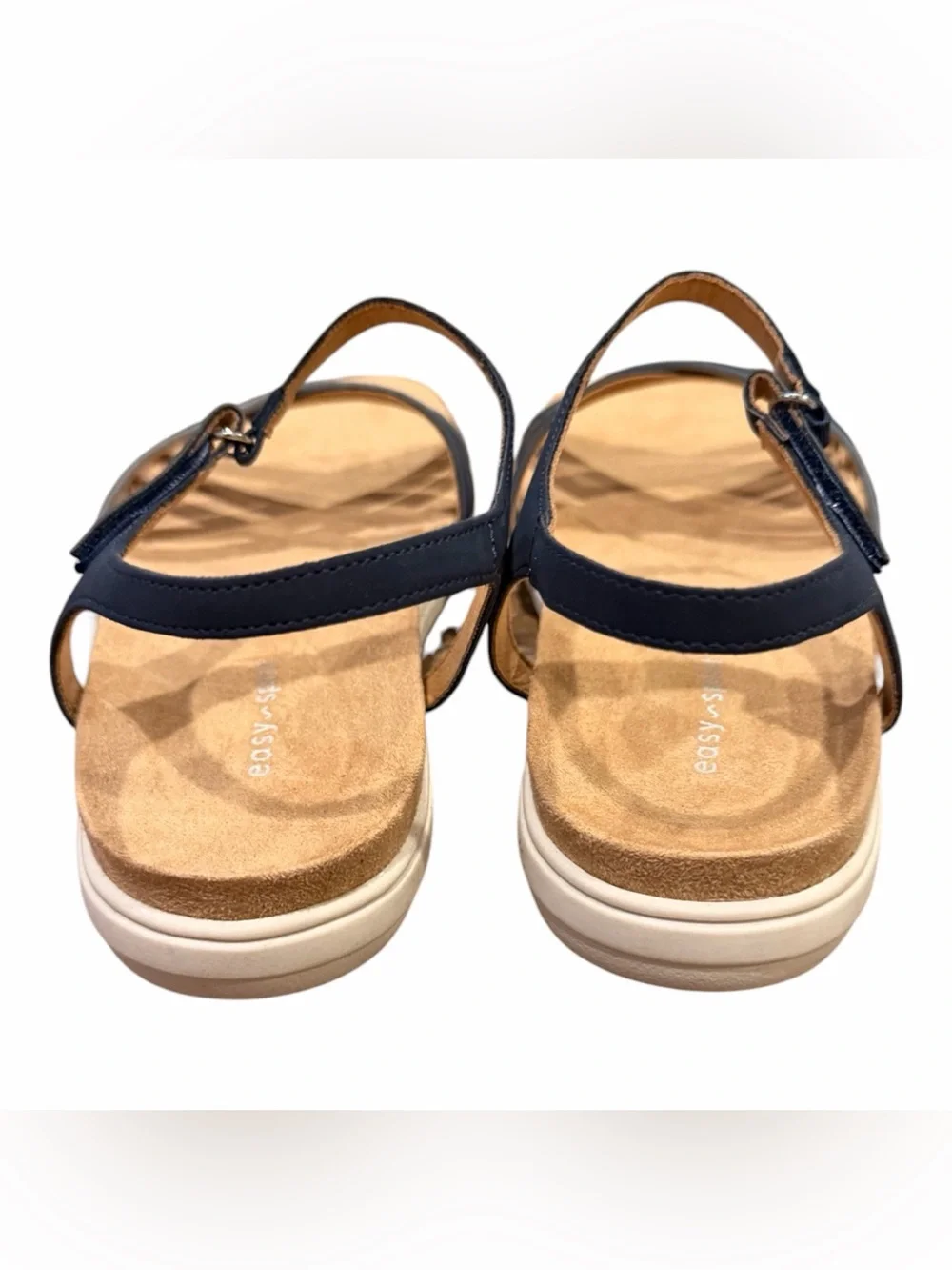Easy Spirit Navy and Silver Cross-Strap Ankle Sandal